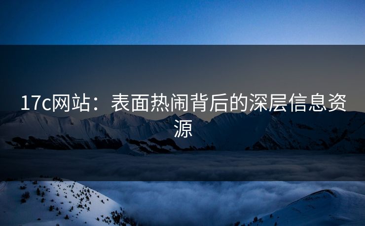 17c网站：表面热闹背后的深层信息资源