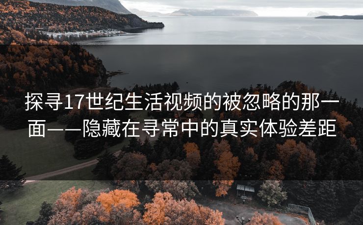 探寻17世纪生活视频的被忽略的那一面——隐藏在寻常中的真实体验差距