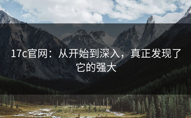 17c官网：从开始到深入，真正发现了它的强大