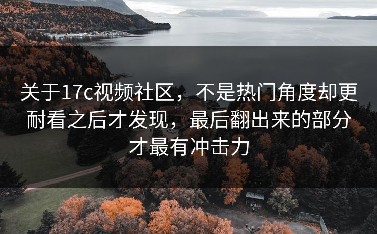 关于17c视频社区，不是热门角度却更耐看之后才发现，最后翻出来的部分才最有冲击力