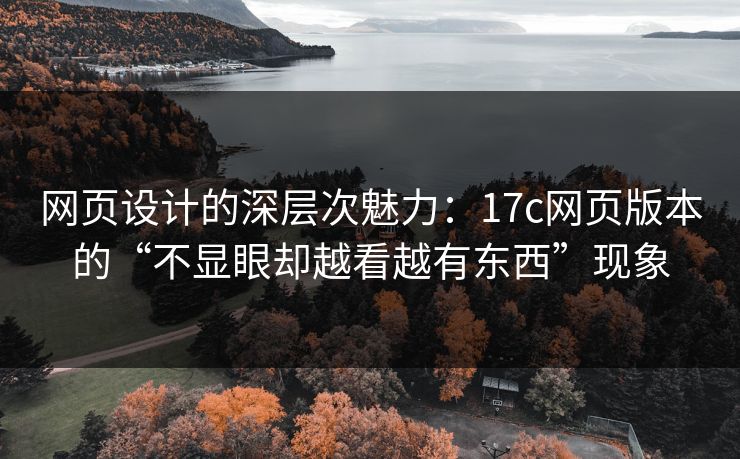 网页设计的深层次魅力：17c网页版本的“不显眼却越看越有东西”现象