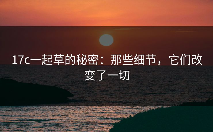 17c一起草的秘密：那些细节，它们改变了一切