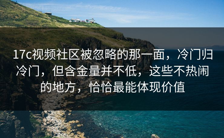 17c视频社区被忽略的那一面，冷门归冷门，但含金量并不低，这些不热闹的地方，恰恰最能体现价值